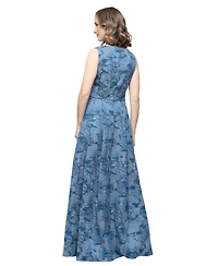 Alex Evenings Women's V-Neck Printed Dress