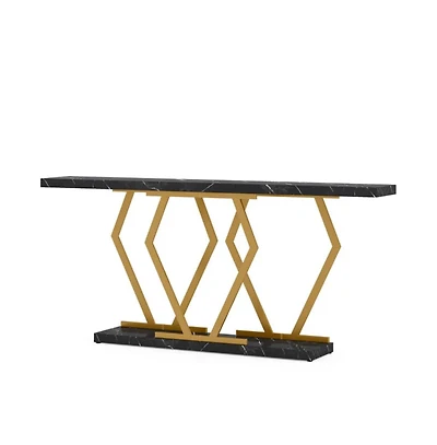 Slickblue Modern Entryway Console Table with Faux Marble Surface for Behind Sofa Use