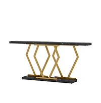Slickblue Modern Entryway Console Table with Faux Marble Surface for Behind Sofa Use