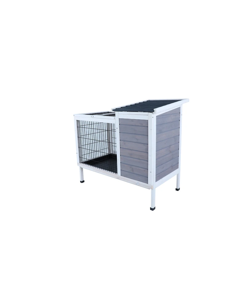Streamdale Furniture Two-Tier Wooden Rabbit Cage with Runway and Leak-Proof Tray