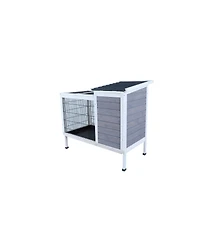 Streamdale Furniture Two-Tier Wooden Rabbit Cage with Runway and Leak-Proof Tray