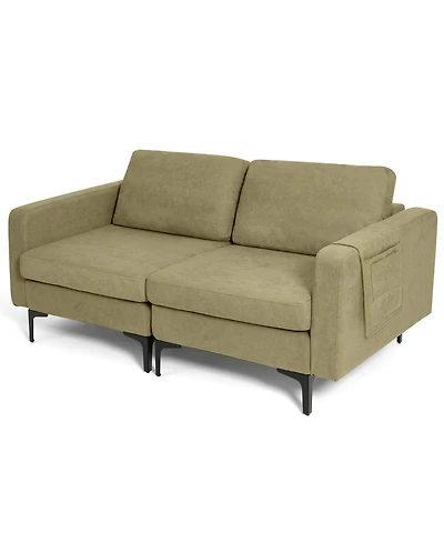 Slickblue Modern Loveseat Sofa with Side Storage Pocket