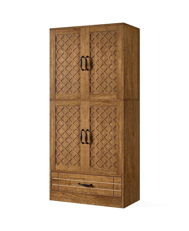 Slickblue 70 Inch Freestanding Bookshelf Cabinet with Door and Drawer