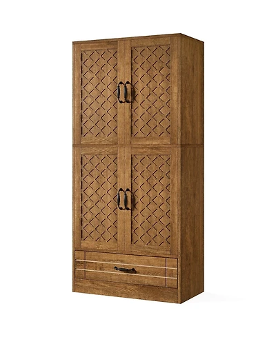 Slickblue 70 Inch Freestanding Bookshelf Cabinet with Door and Drawer