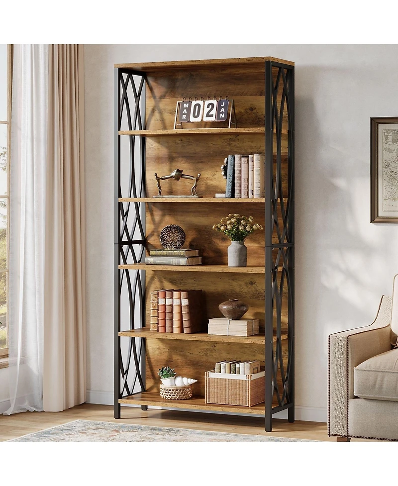 Slickblue 70.87 Inch Industrial Bookcase with 6 Tier Storage Shelves