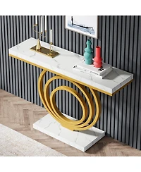 Slickblue Modern Narrow Console Table with Ring Base for Entryway and Living Room Use