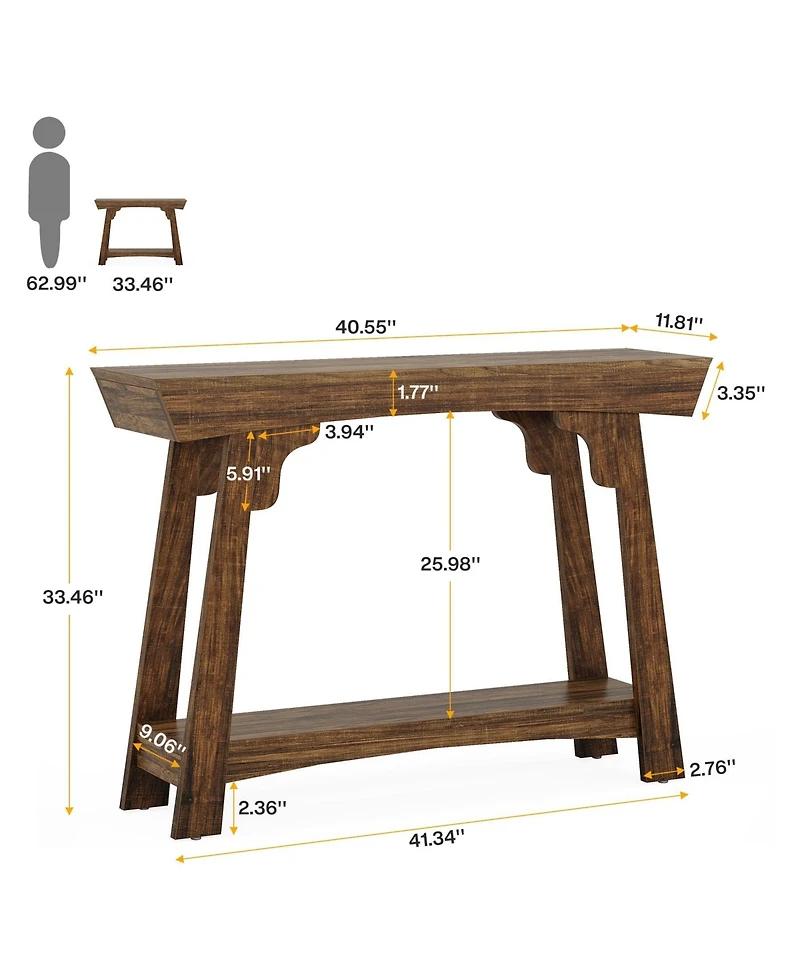 Slickblue Farmhouse 2-Tier Console Table with Storage Shelf