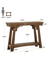 Slickblue Farmhouse 2-Tier Console Table with Storage Shelf