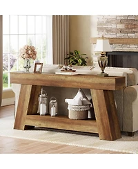 Slickblue 2-Tier Console Table with Open Shelf Storage for Entryway and Hallway