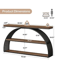 Slickblue Modern 63 Inch Sofa Table with Elegant Arched Frame Design