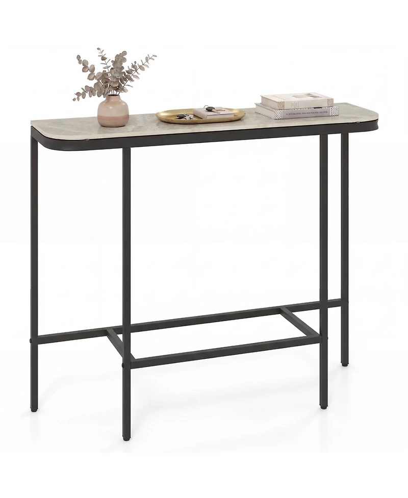 Slickblue Entryway Console Table with Faux Marble Top and Metal Frame