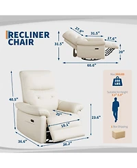 homfan Pu Leather Upholstered Power Recliner Chair, 270degree(s) Swivel Rocking Glider with Usb Charging Port, Comfortable Rocker Nursery Single Sofa