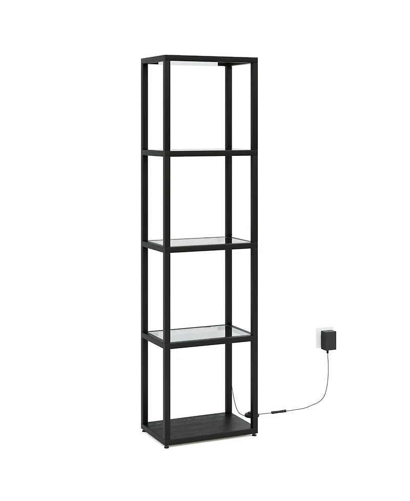 Slickblue Modern Floor Lamp with Glass Shelves and Built In Led Light