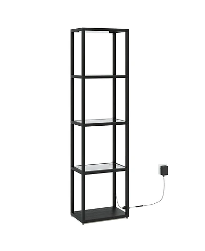 Slickblue Modern Floor Lamp with Glass Shelves and Built In Led Light