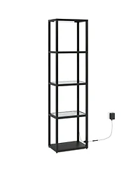 Slickblue Modern Floor Lamp with Glass Shelves and Built In Led Light