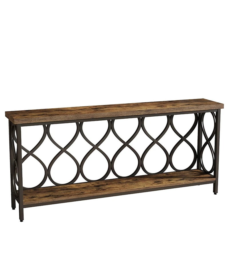 Slickblue Modern Industrial Console Table with 2-Tier Shelves for Living Room and Entryway