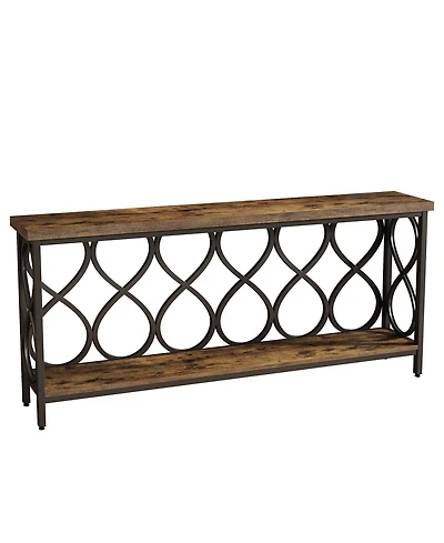 Slickblue Modern Industrial Console Table with 2-Tier Shelves for Living Room and Entryway