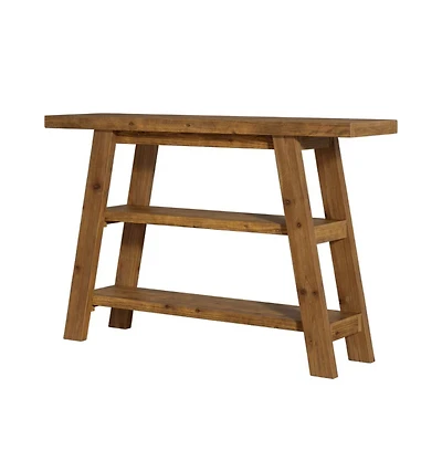 Slickblue Farmhouse Solid Wood Console Table with 3-Tier Storage Shelves
