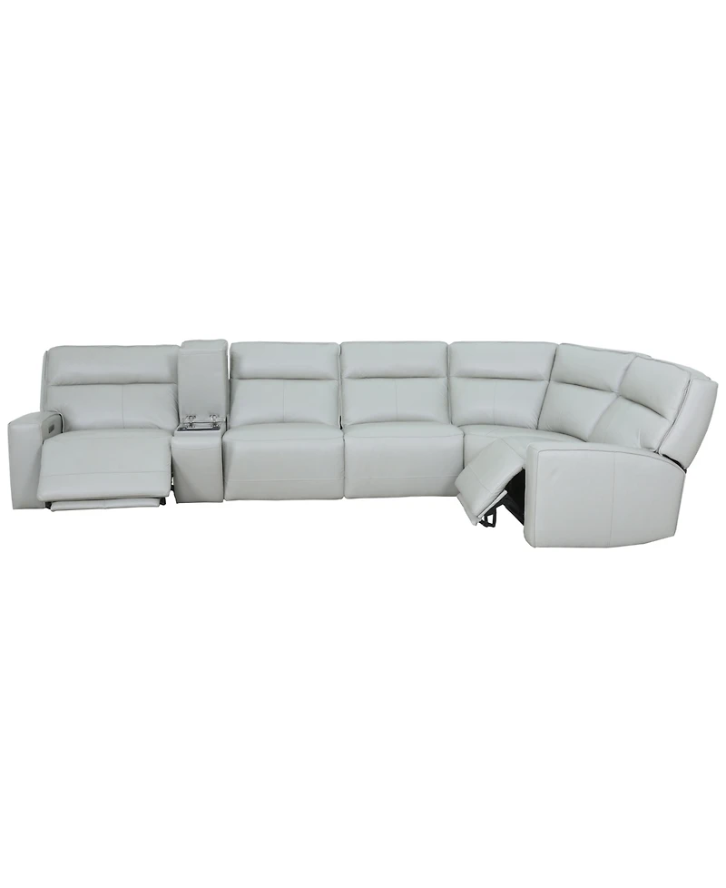 Zackary 6-Piece L Shape Leather Sectional with 2 Power Motion & Console, Macy's Exclusive