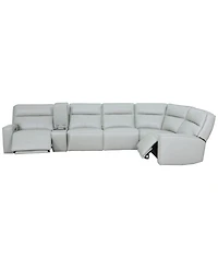 Zackary 6-Piece L Shape Leather Sectional with 2 Power Motion & Console, Macy's Exclusive