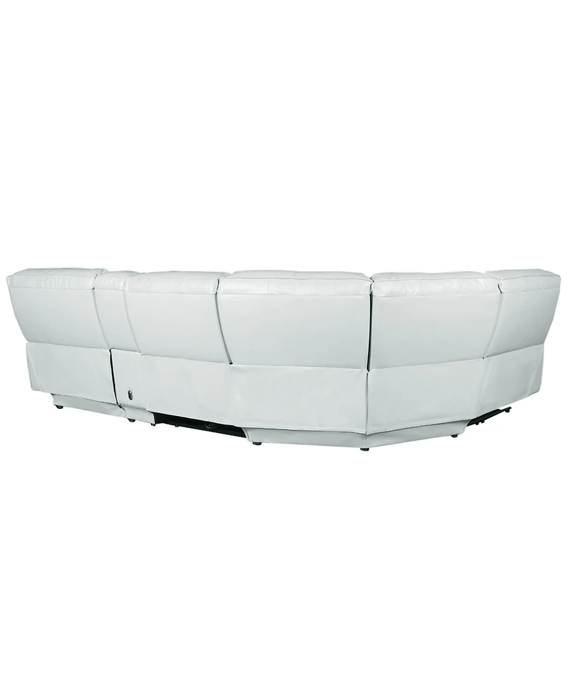 Zackary 5-Piece Leather Chaise Sectional with 3 Power Motion & Console, Macy's Exclusive