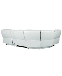Zackary 5-Piece Leather Chaise Sectional with 3 Power Motion & Console, Macy's Exclusive