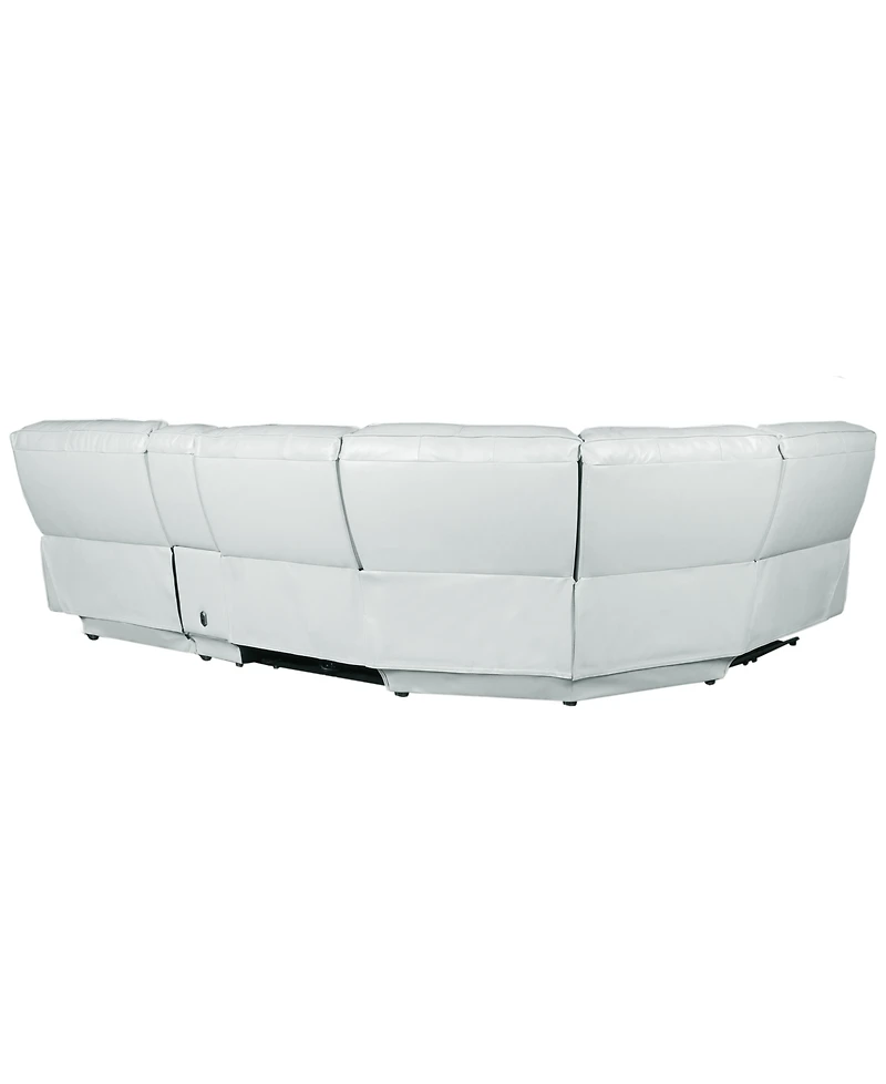 Zackary 5-Piece Leather Chaise Sectional with 2 Power Motion & Console, Macy's Exclusive