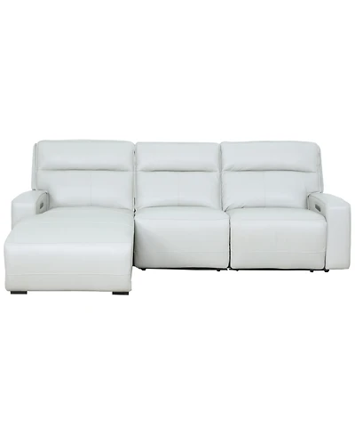 Zackary 3-Piece Leather Chaise Sofa with 3 Power Motion, Macy's Exclusive