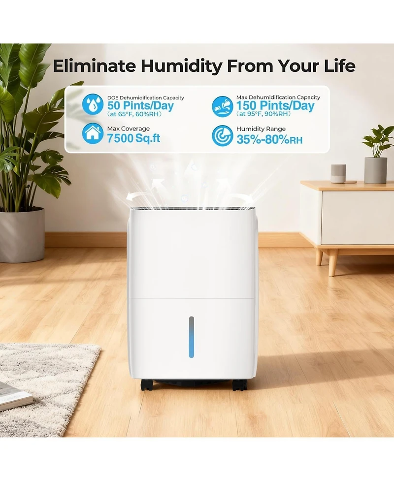Cowsar 150 Pint Dehumidifier for Large Rooms, 7500 Sq. Ft.
