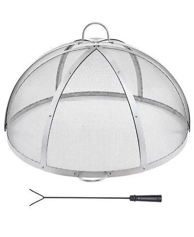 Cozito Firepit Spark Screen Lid,Stainless Steel Ring Cover with Handles