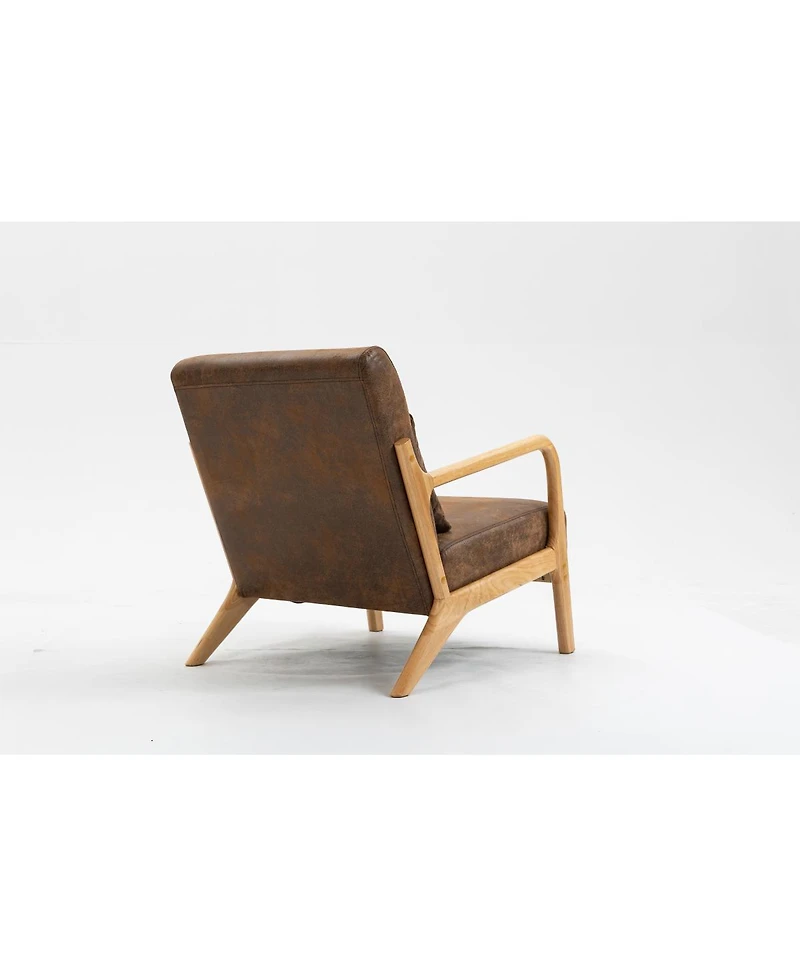 Streamdale Furniture Mid-Century Modern Wood Frame Accent Chair with Waist Cushion