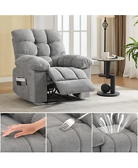 homfan Ergonomic Rocking Recliner with Massage and Heat, Wide Padded Breathable Upholstery, Dual Side Pockets and Remote for Living Room and Bedroom