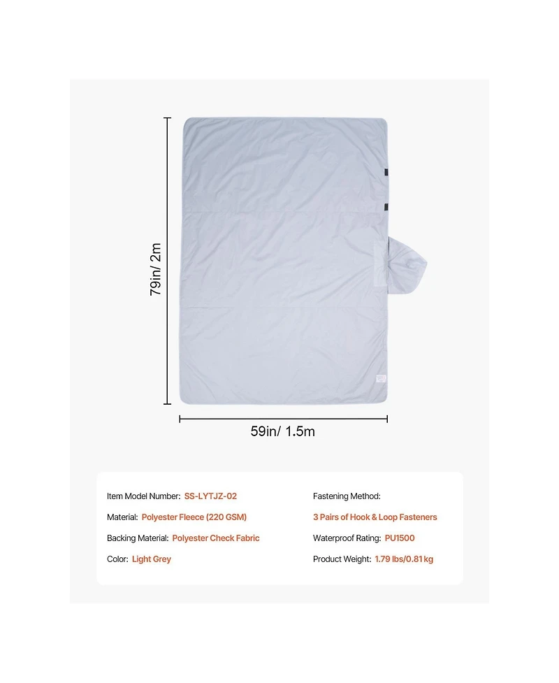 Cozito Wearable Camping Blanket, Polyester Fleece Stadium Blanket