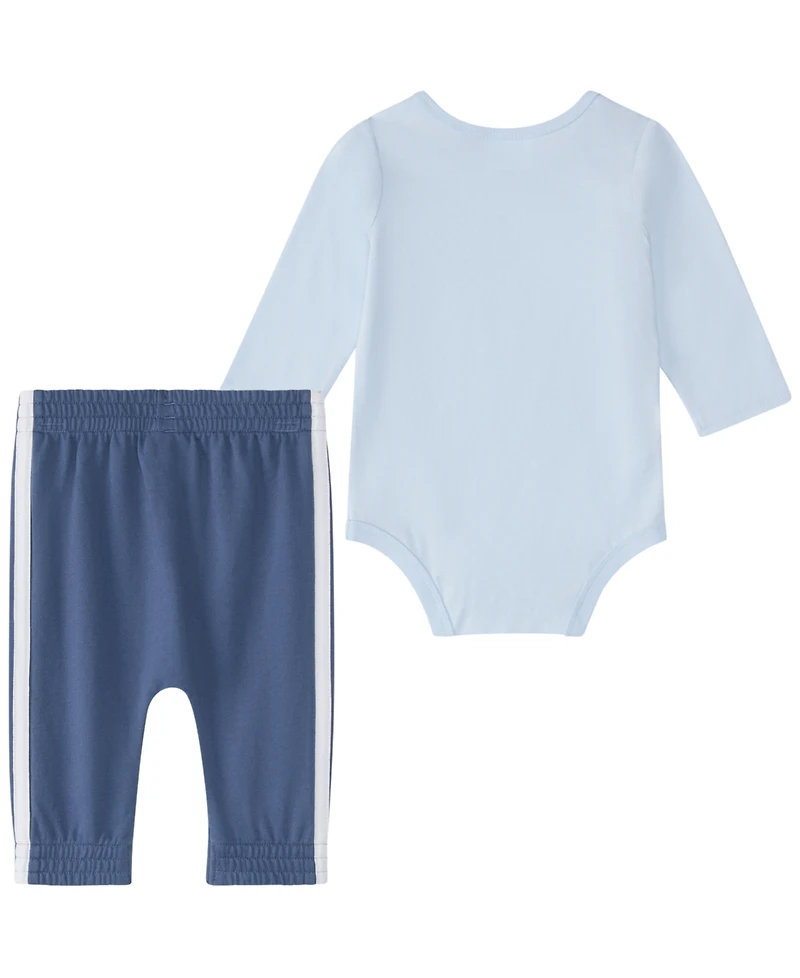 adidas Baby Boys' Logo Long-Sleeve Bodysuit and Pants Set, 2-Piece Set