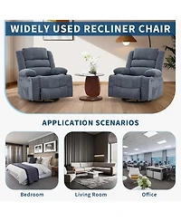 gaomon Wide 360degree(s) Swivel Rocker Recliner for Adults, Cup Holder - Upholstered Deep Seat Linen Lazy Boy Chair for Living Room and Nursery