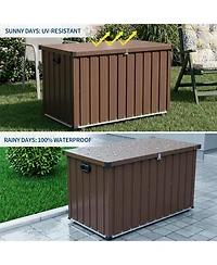 gaomon Deck Box 160 Gallon Waterproof Patio Storage Container, Metal Outdoor Storage Box with 0.6 mm Galvanized Steel and 0.3 mm Coated Steel Panels