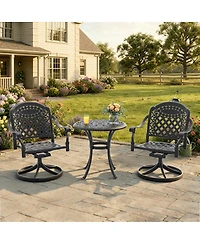 Streamdale FurnitureAll-Weather Cast Aluminum Dining Set with Swivel Chairs