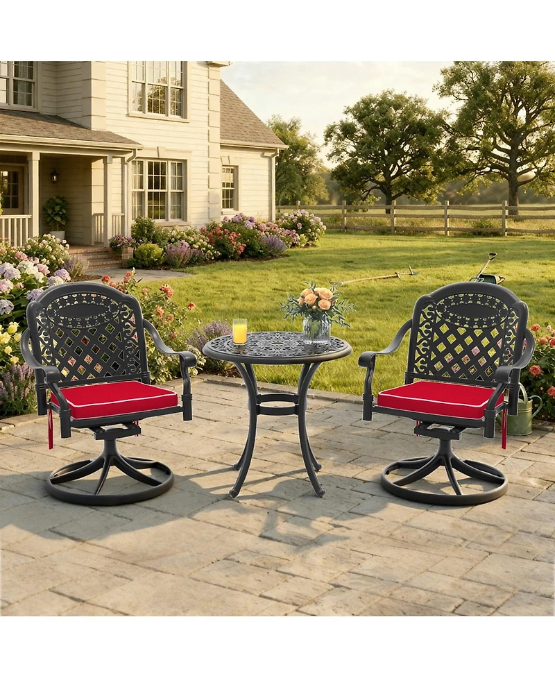 Streamdale FurnitureAll-Weather Cast Aluminum Dining Set with Swivel Chairs
