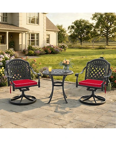 Streamdale FurnitureAll-Weather Cast Aluminum Dining Set with Swivel Chairs