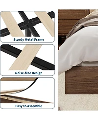 homfan Low Profile Platform Bed Frame with Wooden Slats, Minimalist Mattress Foundation, No Box Spring Needed, Easy Assembly
