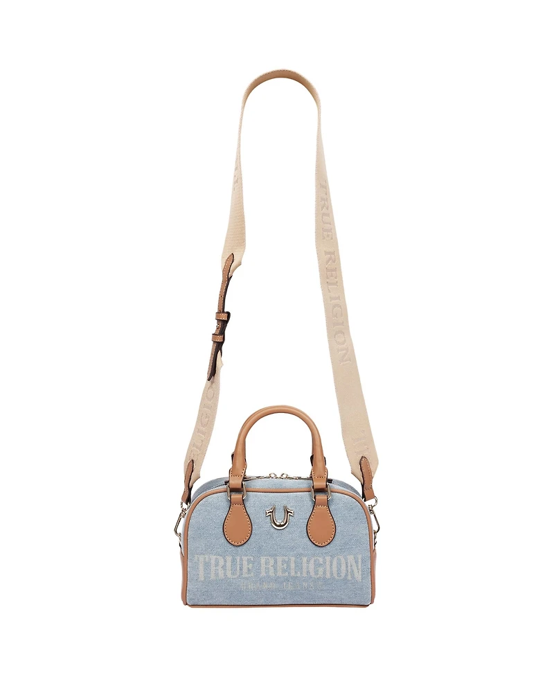 True Religion Women's Denim Logo Mini Satchel Crossbody Bag
