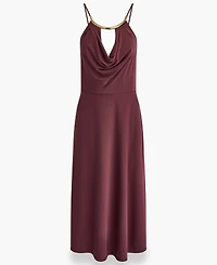 Donna Karan New York Women's Halter Hardware Neck Detail Midi Dress