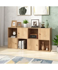 Slickblue Modern 3 Tier Bookshelf with 4 Cubes and Cabinet Storage