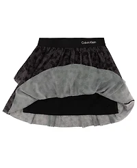 Calvin Klein Girls' 7-16 Tiered Glitter Mesh Skirt