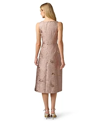 Adrianna Papell Women's Metallic Jacquard Sweetheart Neck Midi Dress