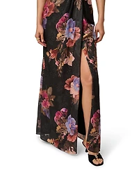 Adrianna Papell Women's Printed One-Shoulder Chiffon Ball Gown