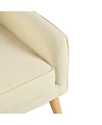 Streamdale Furniture Mid Century Modern Tufted Fabric Accent Chair with Solid Wood Legs