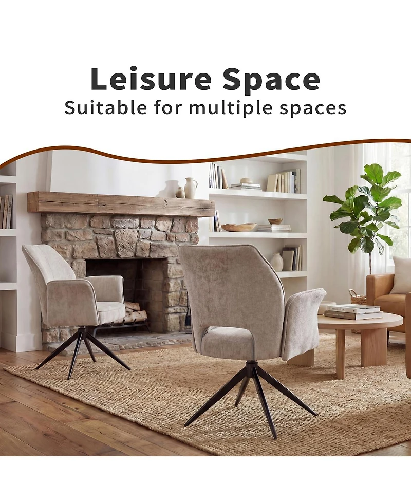 Streamdale Furniture Set of 2 Modern Fabric Rotating Dining Chairs