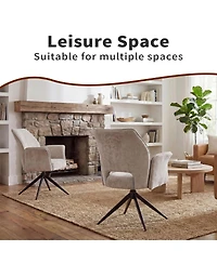 Streamdale Furniture Set of 2 Modern Fabric Rotating Dining Chairs