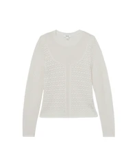 Reiss Women's Pointelle-Knit Long-Sleeve Top